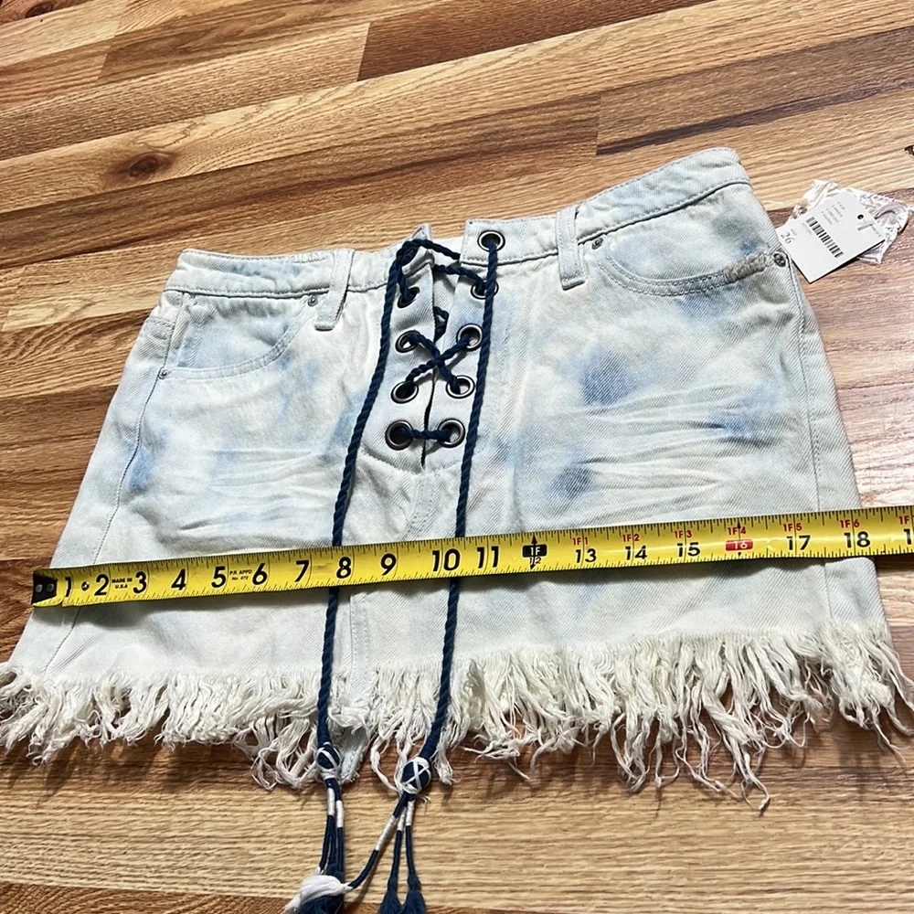 Free People Tie Front Jean denim Skirt size 26 - Picture 5 of 16